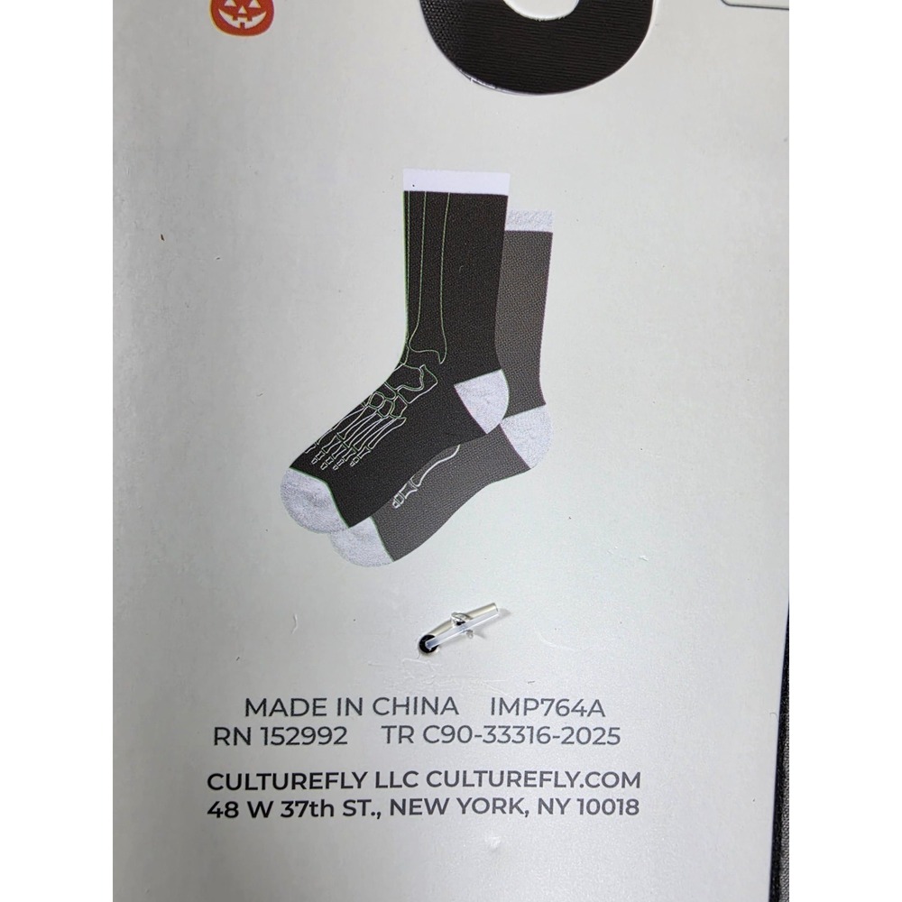 Unisex Culturefly Halloween Black Skeleton Crew Socks‎ - 6-12 ONE SIZE
